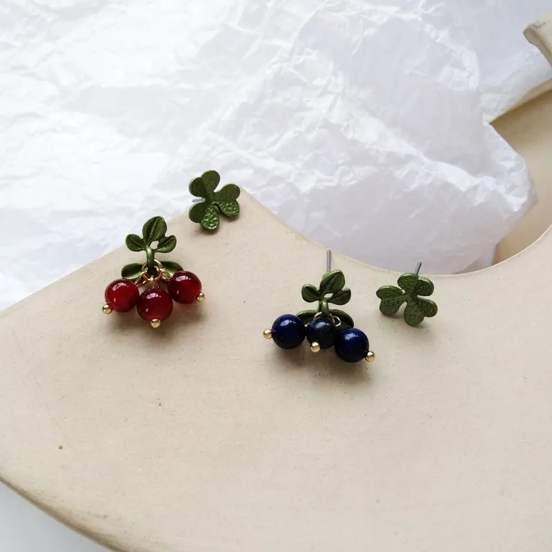 Hot Sale 2019 Korean Fashion Personality Mini Red Cherry Earrings Plant Temperament Pop Red/Purple Crystal Cute Fruit Earring | Украшения и
