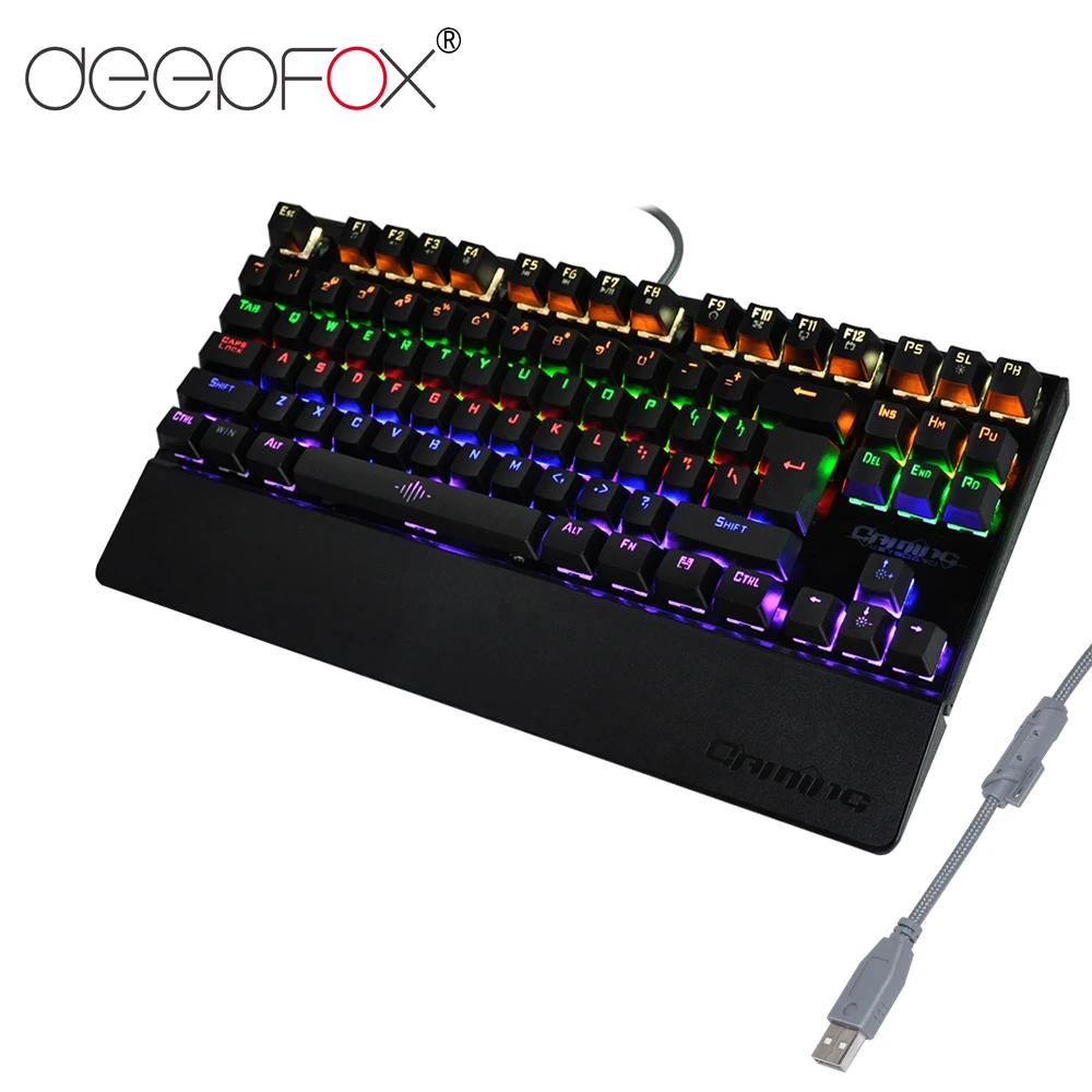 Механическая игровая клавиатура Deepfox 87 клавиш синий переключатель подсветка