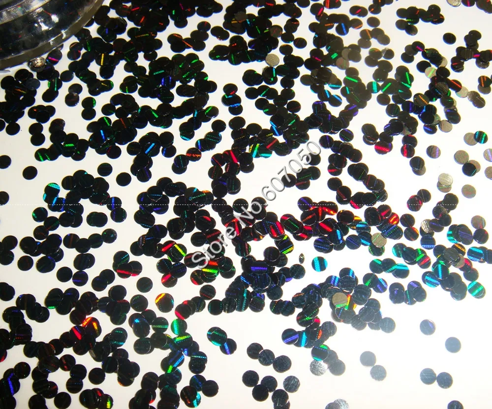 2 мм полоса Лазерная черная круглая точка чешуйчатая форма ногтей Блеск для гель