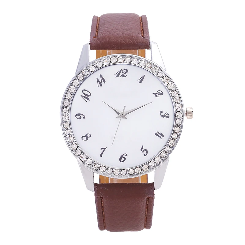 Модные женские кварцевые часы с инкрустированными стразами белые циферблатом из