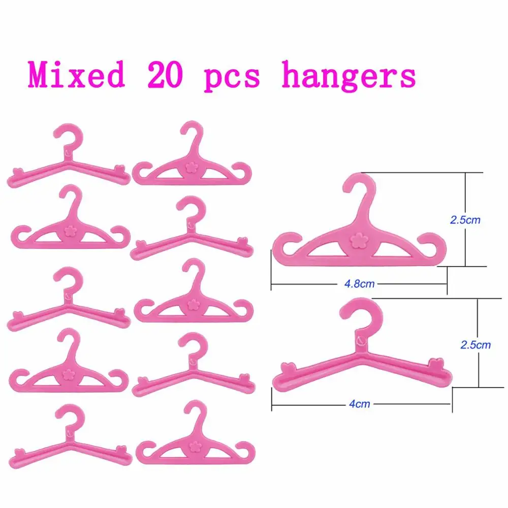 20 pcs hangers Детская игрушка для ролевых игр, детская кровать, стул, кукла, мебель, одежда, обувь для куклы Барби, Келли, аксессуары для кукольного домика, набор игрушек для девочек - Цвет: 20 pcs hangers