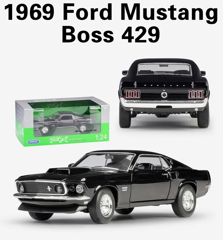 WELLY 1:24 FORD MUSTANG 1969 BOSS 429 Литой Сплав модель автомобиля игрушечный автомобиль