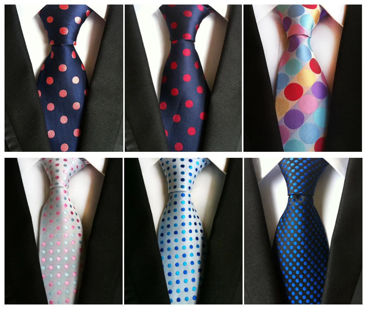 Мужской галстук в горошек черный декоративный из полиэстера и шелка для деловых