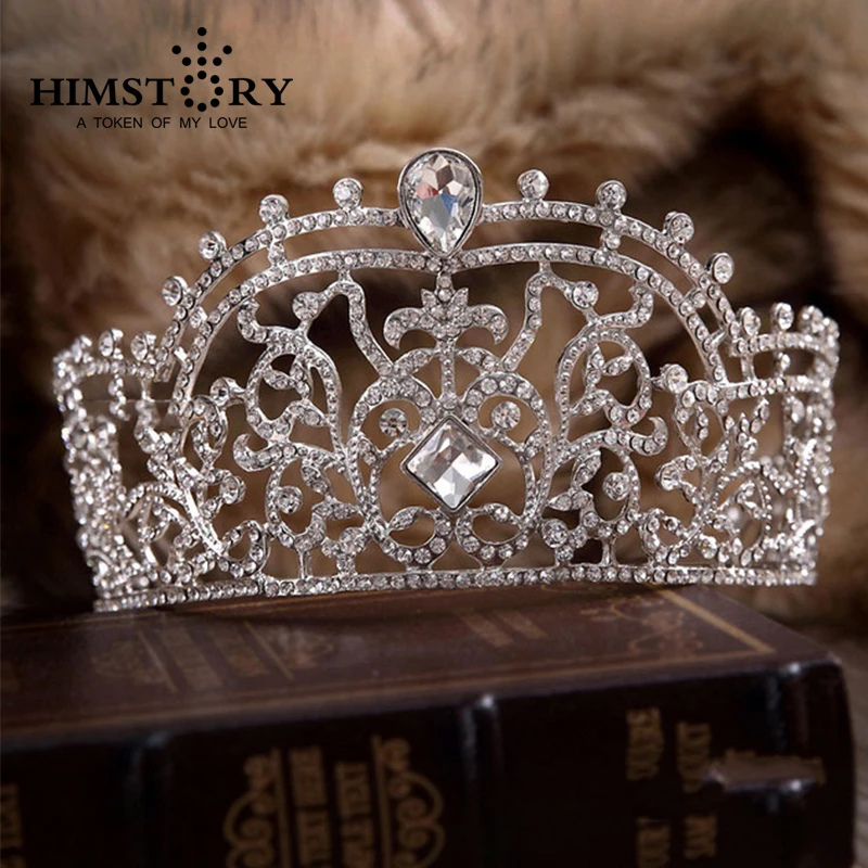 

HIMSTORY Large Pageant Beauty Contest Party Tiara Crown With Hair Combs Austrian Rhinestone Clear Crystal Luxury Jewelry