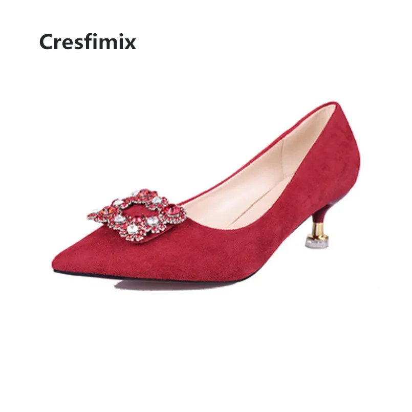 Туфли Cresfimix свадебные на высоком каблуке пикантные с кристаллами Повседневные
