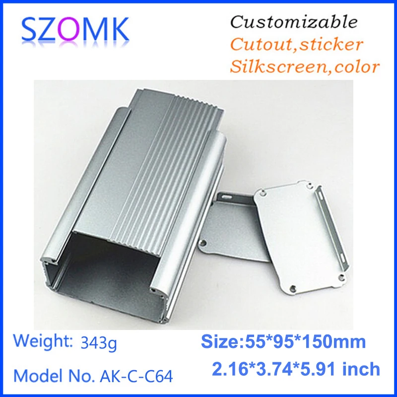 1 шт. Электрический темно серый экструзионный алюминиевый ящик szomk 55*95*150 мм