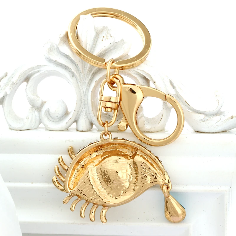 Брелок для ключей MINHIN с подвеской золотого цвета синими кристаллами|bag pendant|key chain