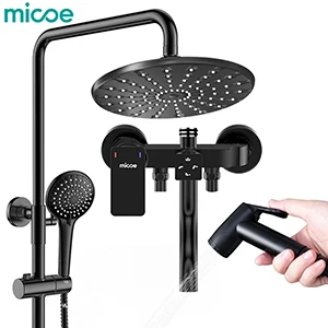 Micoe Черный Простой душ Многофункциональный душевой набор тонкий медный кран основной корпус ванная комната supercharged персональный душевой набор - Цвет: M-A01442-1DA