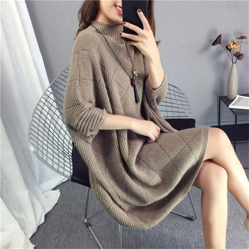 Женские вязаные платья оверсайз Новинка осени 2019 свитер в Корейском стиле с