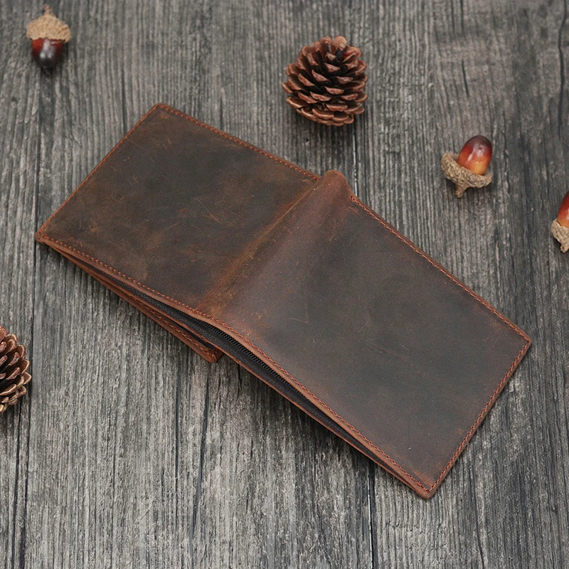 Мужской высококачественный двойной кошелек из натуральной кожи с 2 карманами на