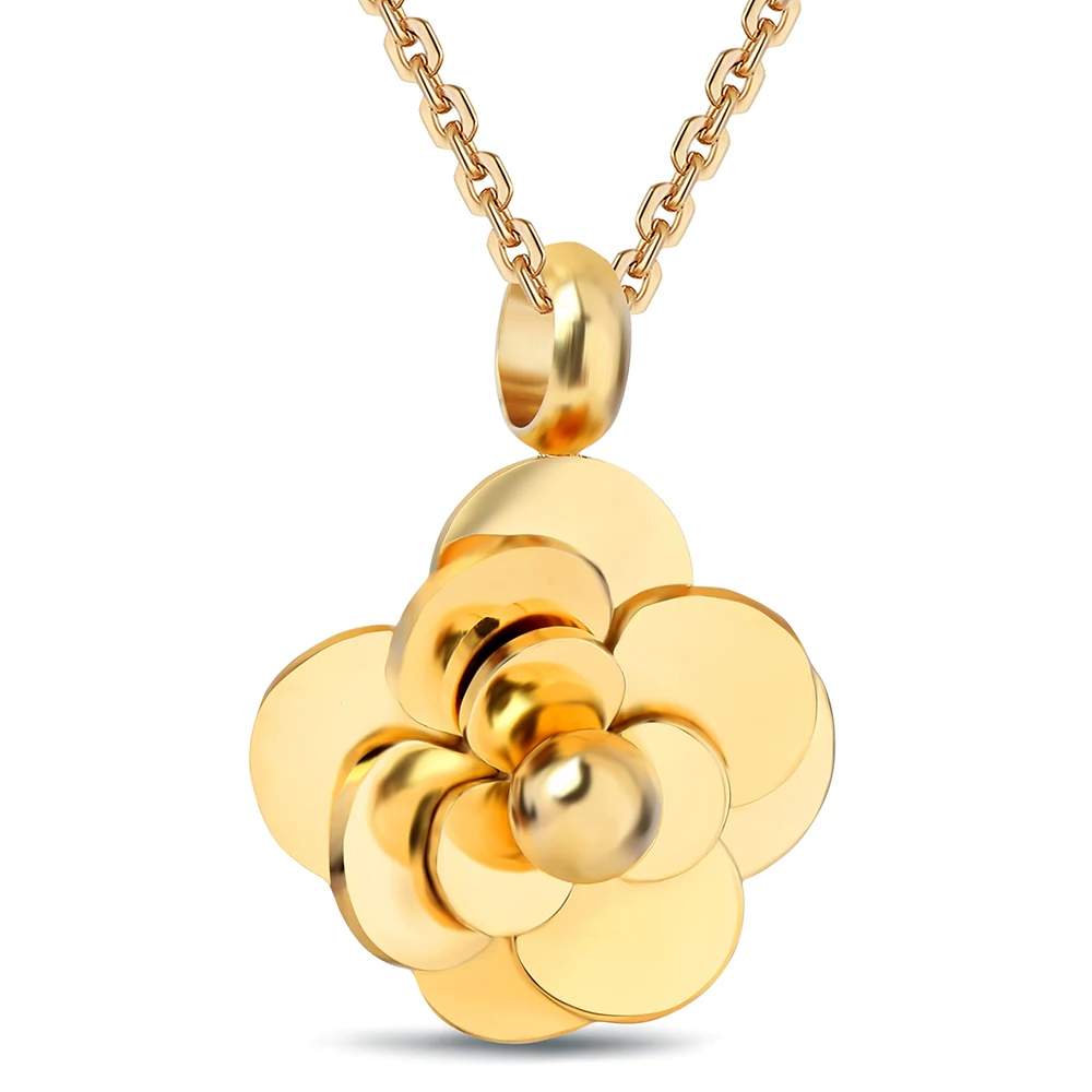 

Monla Hot fashion Rose Gold Color Stainless Steel women's necklace camellia necklace flower Choker necklaces