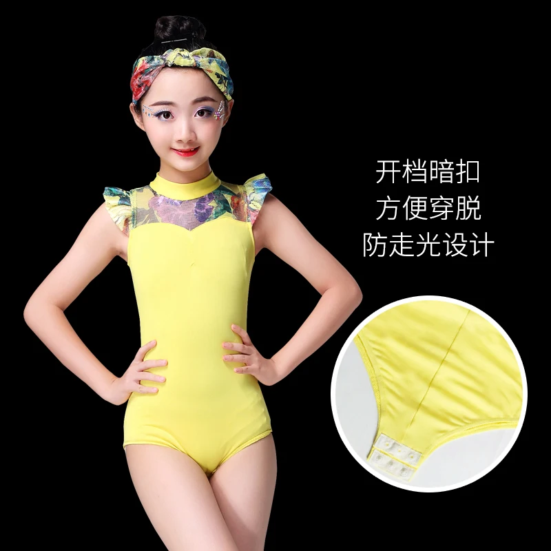 Желтое кружевное детское платье для латиноамериканских танцев девочек костюмы