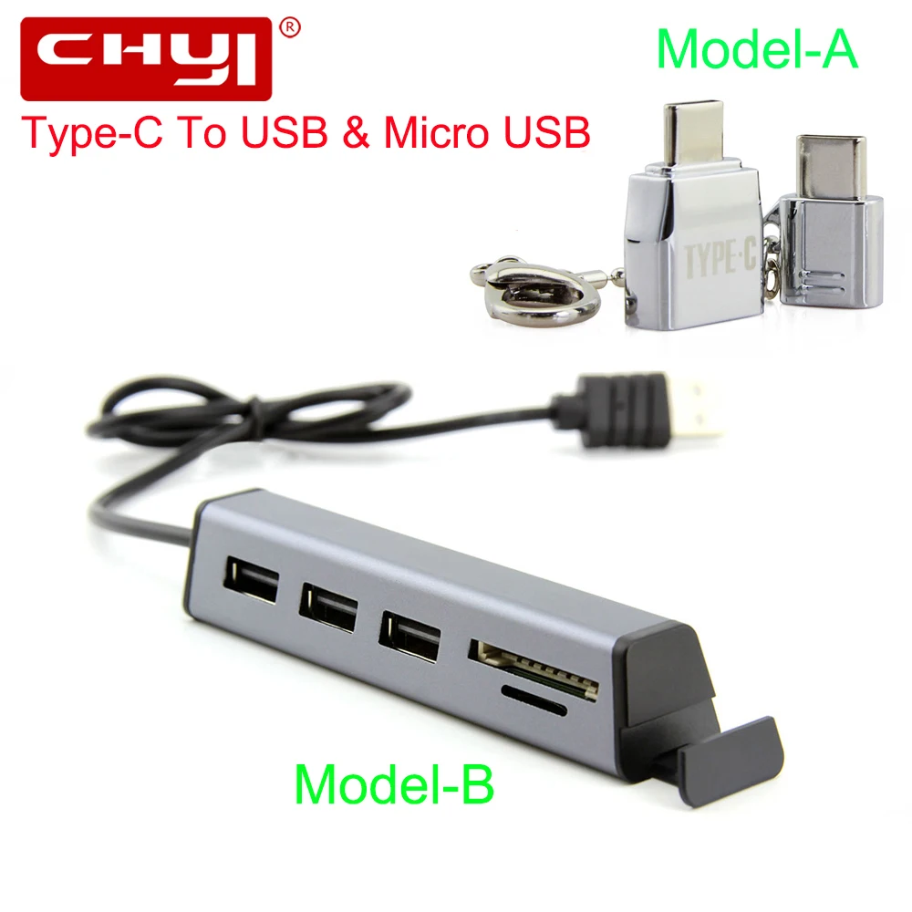 Хаб CHYI USB Type C с 3 портами 2 0 картридером SD/TF держатель для телефона Micro OTG