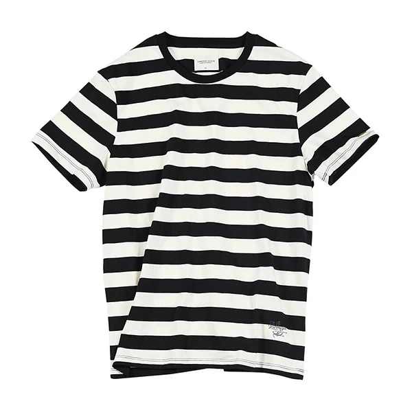 black 2nd Новинка, Мужская футболка SIMWOOD, модная, с круглым вырезом, с коротким рукавом, облегающая, синяя, в полоску, футболка для мужчин, топ, футболка размера плюс,, TD1034 - Цвет: black 2nd