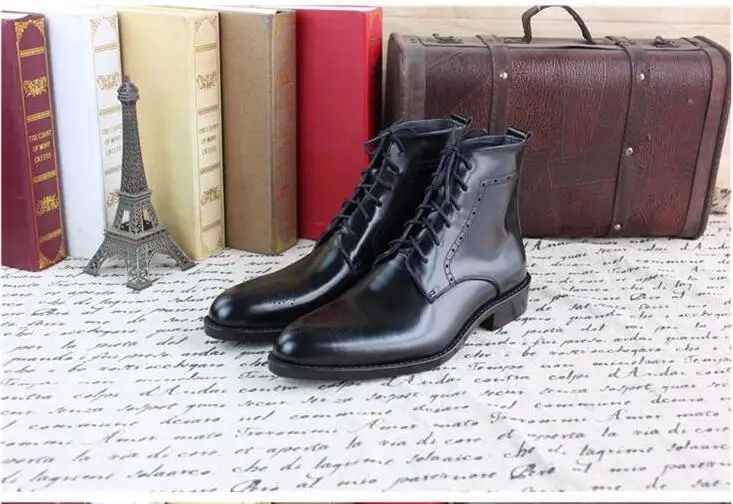 Черные мужские ботинки Goodyear 2018 итальянские мотоциклетные ручной работы Boss