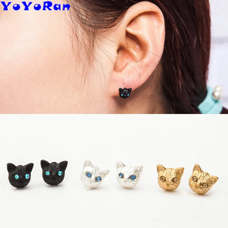 Серьги гвоздики в виде кошачьих ушей 17 пар|Серьги-гвоздики| |