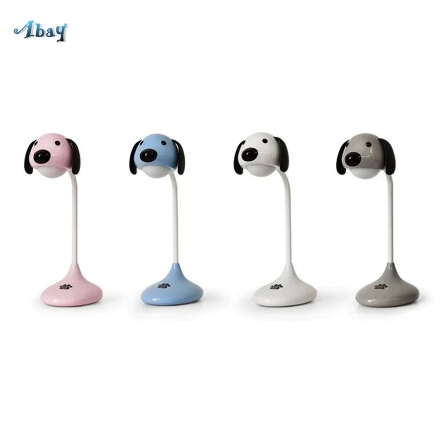 Настольные лампы Cartoon Puppy с светодиодами голубого/белого/розового цвета на аккумуляторе USB для детской спальни, общежития, учебной комнаты, подарок для детей на каникулах.
