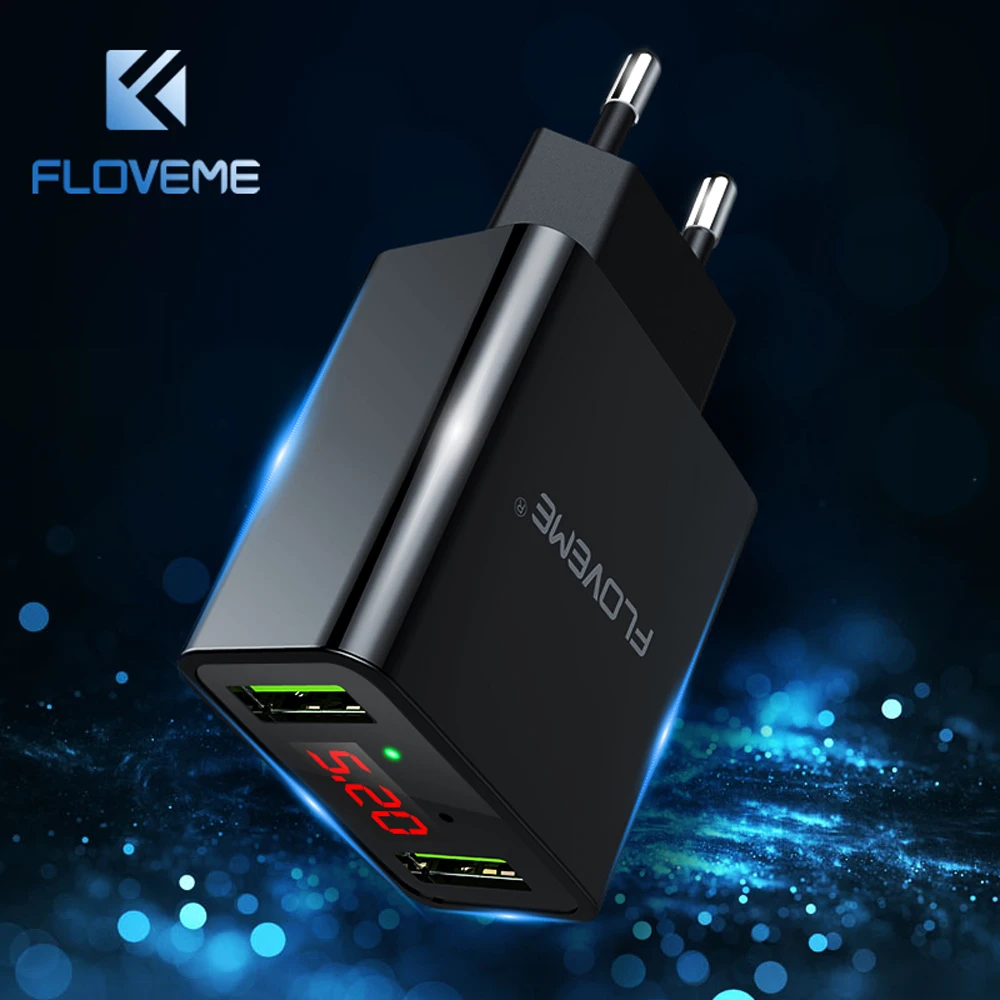 FLOVEME Смарт светодиодный двойной USB Зарядное устройство для iPhone X 8 7 samsung S9 S8