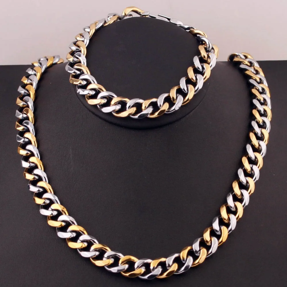 Цепочка кубинская из нержавеющей стали 12 мм 60 см|statement jewelry sets|jewelry setsnecklace bracelet |
