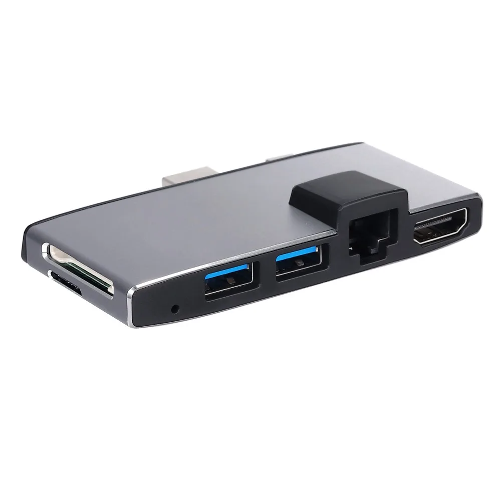 ESYNiC портативный для Surface Pro концентратор с 1000 м Ethernet LAN+ 2 порта USB 3,0+ Mini DP к HDMI+ SD/TF(Micro SD) Адаптер для карты памяти