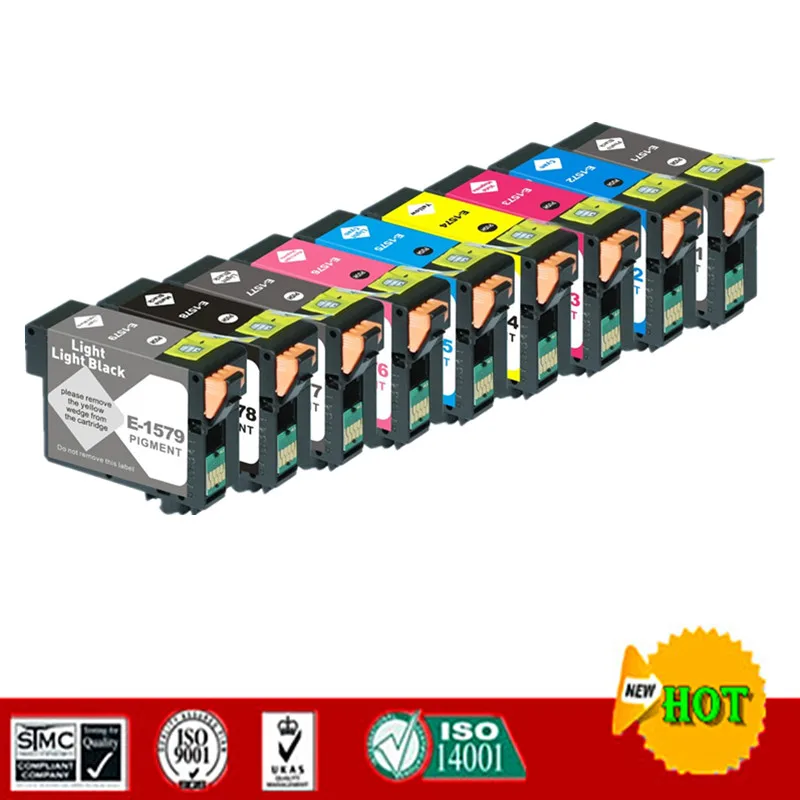 Совместимые картриджи костюм для T1571-T1579, E-157 Подходит для epson R3000, полный с пигментными чернилами