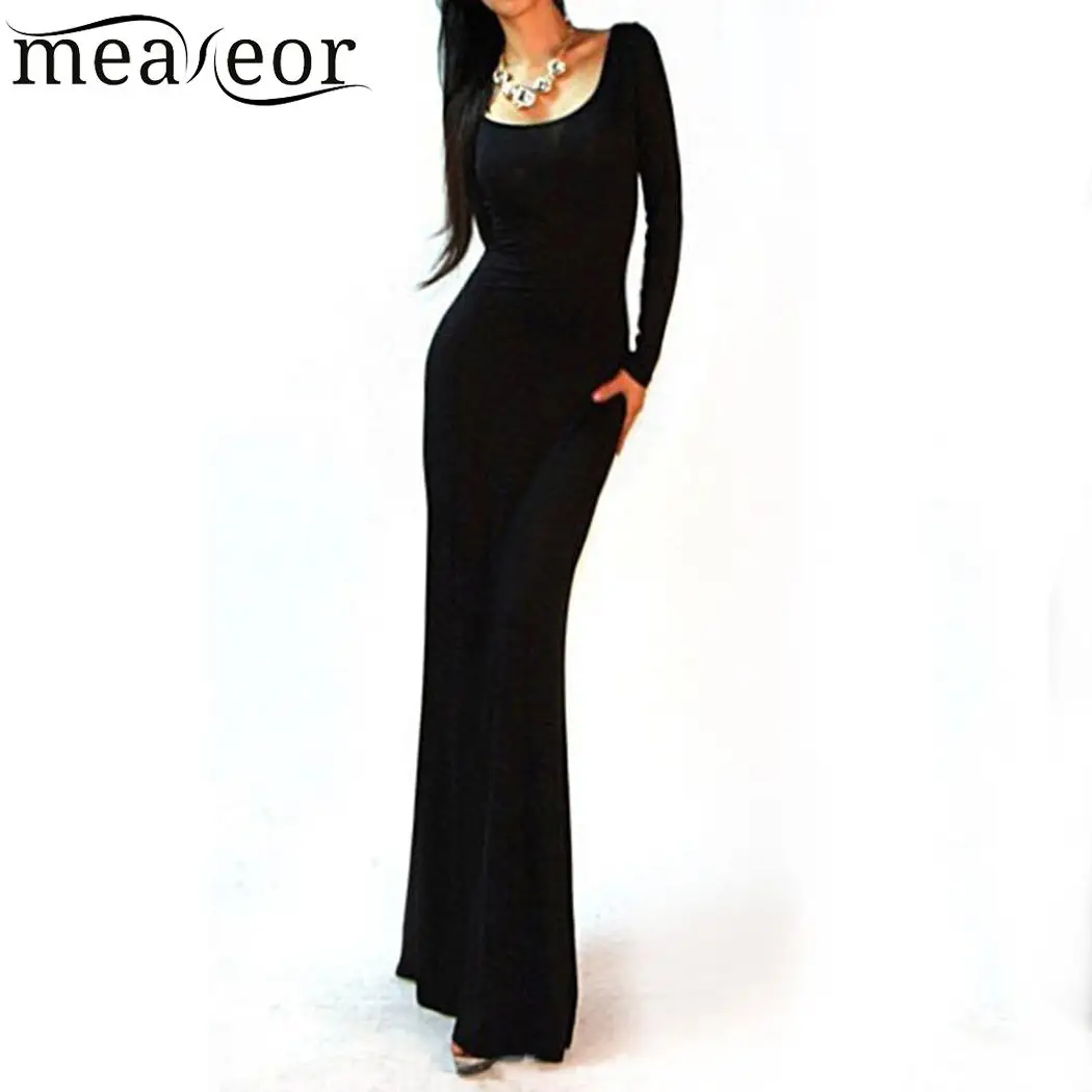 Вечерние О образным вырезом Холтер спинки с длинным рукавом одноцветное