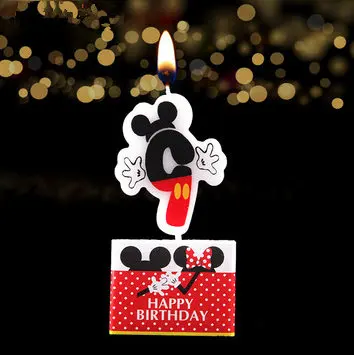 Mickey9 1 шт. свечи с изображением героев мультфильмов Микки и Минни Маус, свечи с номерами тортов, От 0 до 9 лет, вечерние свечи, украшения - Цвет: Mickey9