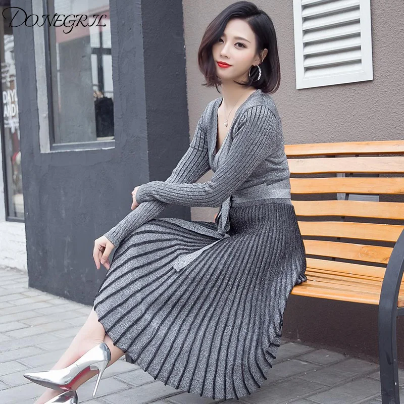 Осень зима Для женщин трикотажные Платья свитеры 2018 Новый бренд моды для подиума