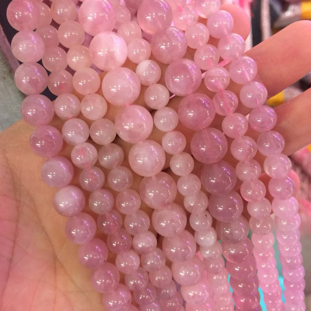 Натуральный Мозамбик розы кварцевые бусины из природного камня бусины DIY свободные для изготовления ювелирных изделий strand 1"