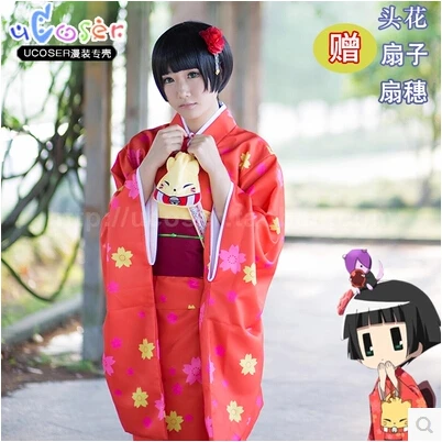 

New Anime Gugure!Kokkurisann Cos Ichimatsu Kohina Halloween New Clothes Beautifully Printing Kimono Full Set(Kimono+Belt)