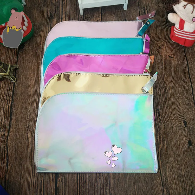 (1 Шт./Продажа) конверт Файл Лазерная Блестящие Женские Кошельки и Высокого