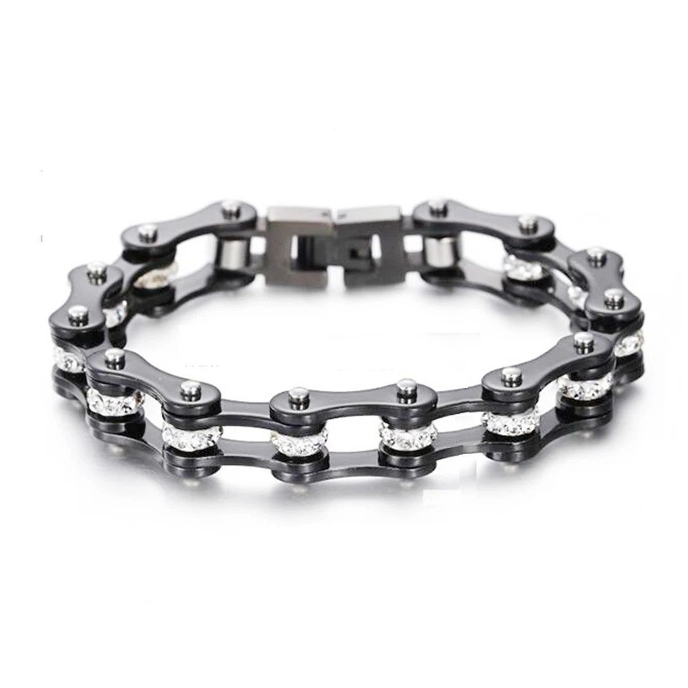 Женский и мужской оранжевый браслет стразы из нержавеющей стали с кристаллами 10