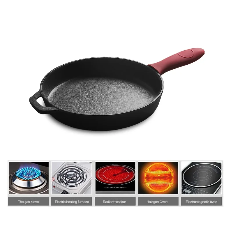 Высококачественная утолщенная чугунная сковорода для стейка 26 см антипригарная