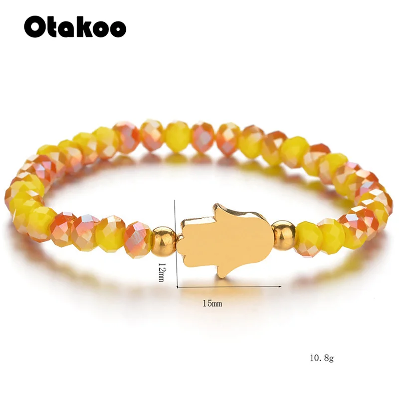 Otakoo Винтаж Фатима хамса ручной браслеты красный синий розовый браслеты из бисера браслеты в богемном стиле женские ювелирные изделия подарок