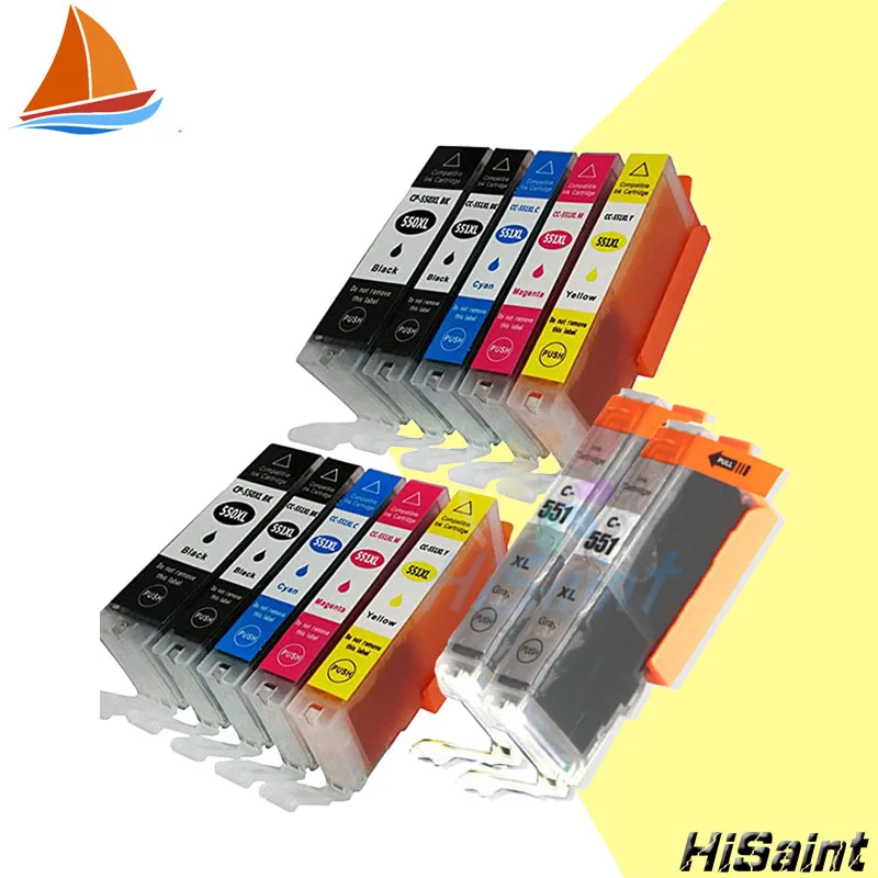 Чернильный картридж Hisaint 12PK для CANON PGI 550XL PGI550XL CLI551XL новинка распродажа PIXMA