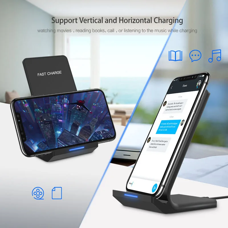 Беспроводное зарядное устройство Qi для iPhone 12 11 Pro X S Max XR 8 Samsung S10 Note 9 беспроводная