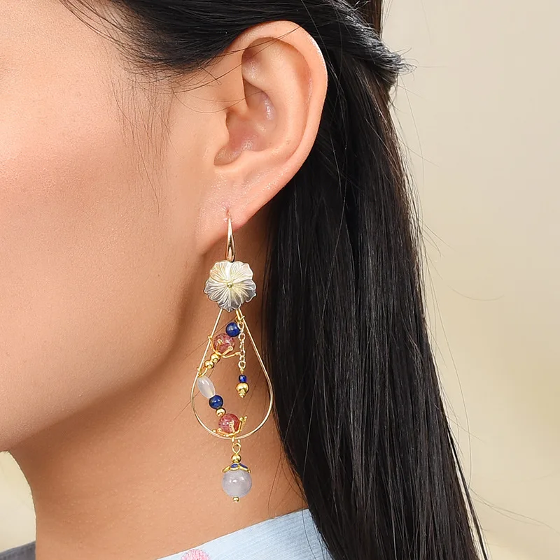 Китайские ювелирные изделия cheongsam висячие серьги фиолетовые новые оригинальные