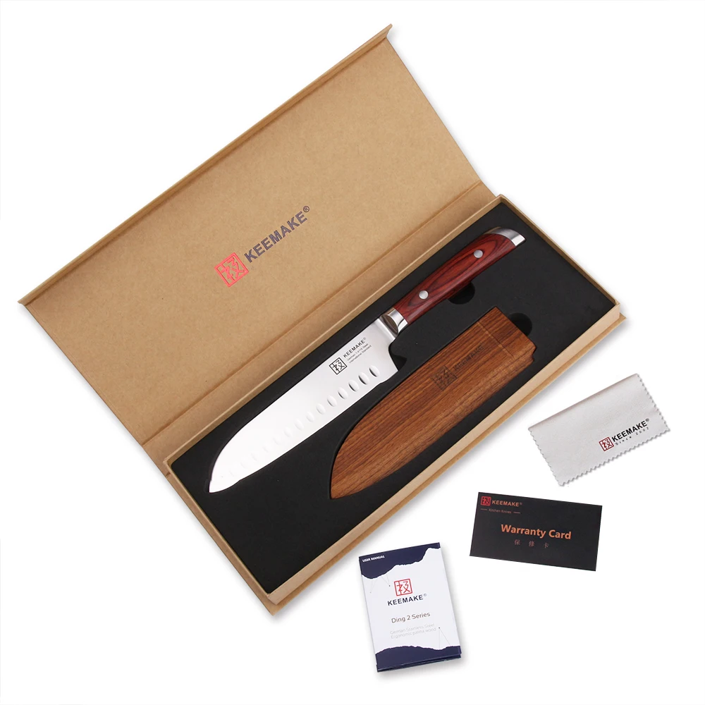 SUNNECKO 7 дюймов Santoku кухонные ножи шеф-повара немецкая 1,4116 сталь 58HRC сильное острое лезвие цвет деревянная ручка подарок режущие инструменты