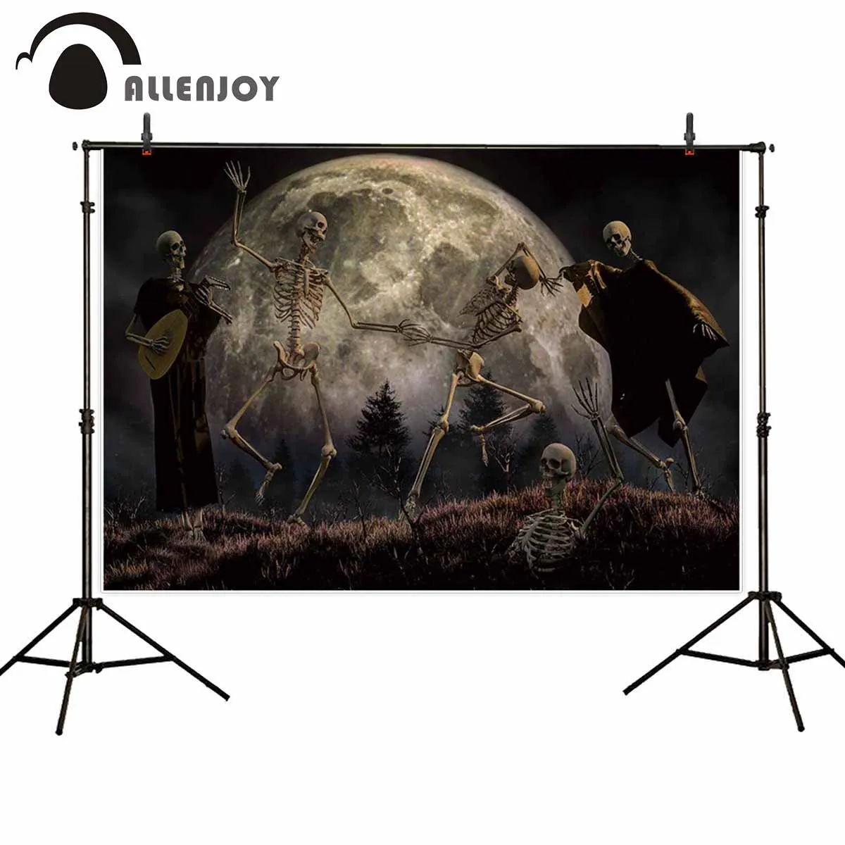 Фон Allenjoy для фотостудии ночь ужасная Луна зомби коствечерние НКА сухой Луг сосна