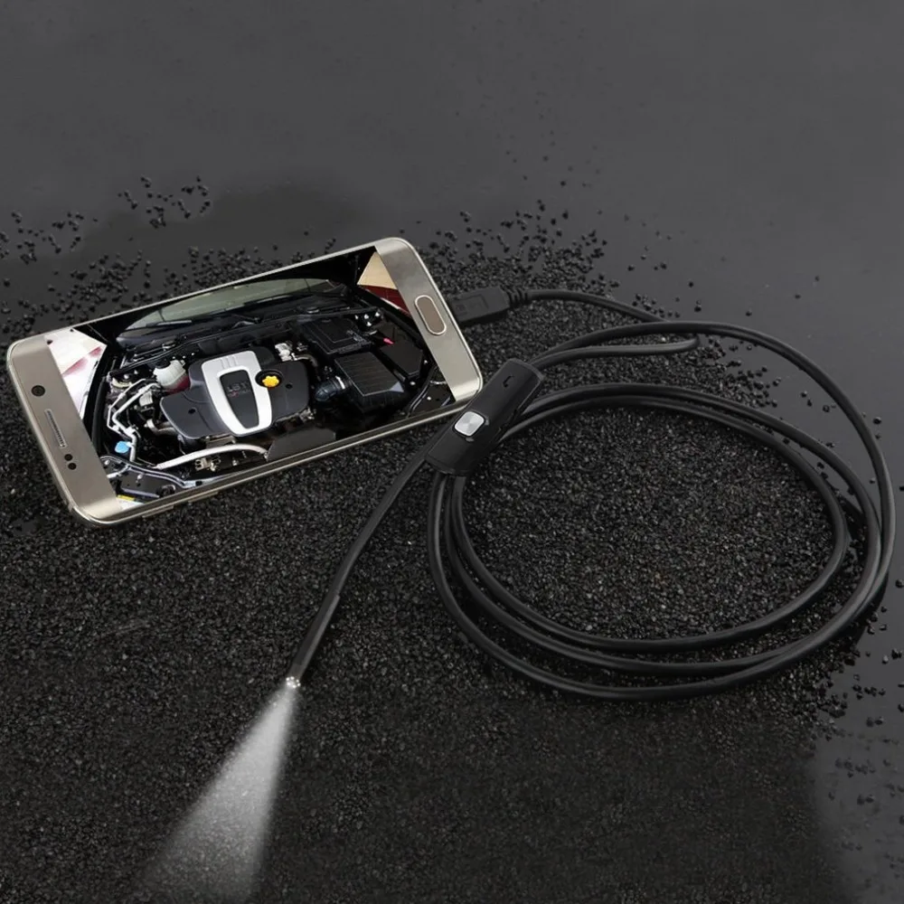 Черный 6 светодиодный кабель объектива 7 мм водонепроницаемый мини USB инспекционный бороскоп камера для Android эндоскоп 640*480 телефонов/1280*720 PC