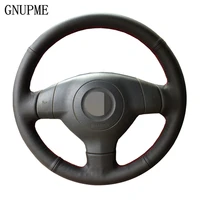 artificial leather hand stitched diy car steering wheel cover for suzuki sx4 alto old swift opel agila black steering covers