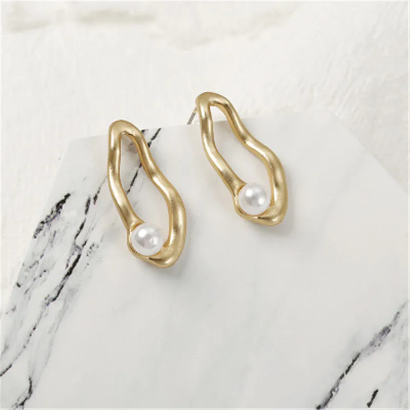 New Female Vintage Irregular Freshwater Pearl Dangle Earrings for Women Geometric Drop Earring DIY Wedding Party Jewelry Gift | Украшения и