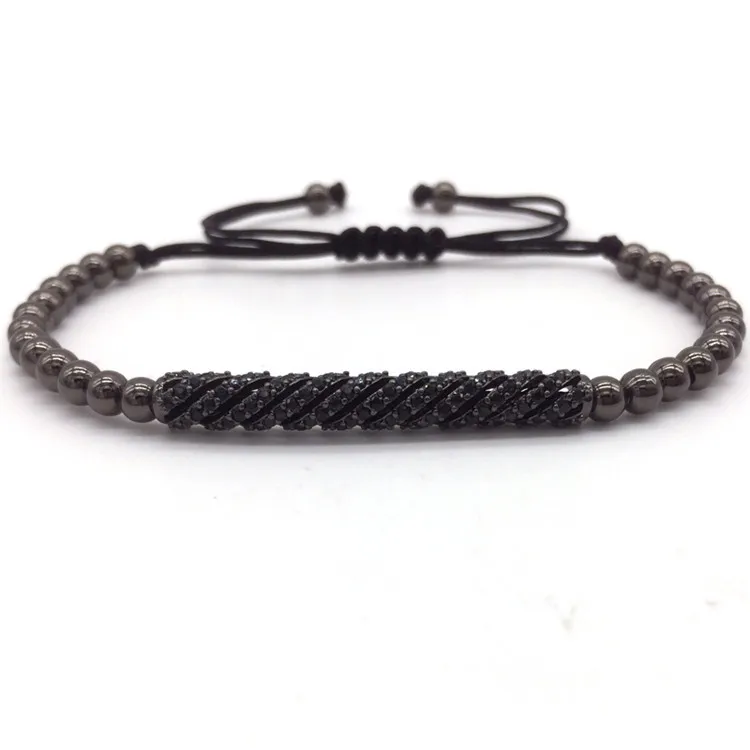 NAIQUBE 2017 Hot Brand New Trendy Braided Bracelets & Bangles CZ Long Tubes &4MM Copper Beads Macrame Jewelry For Men | Украшения и