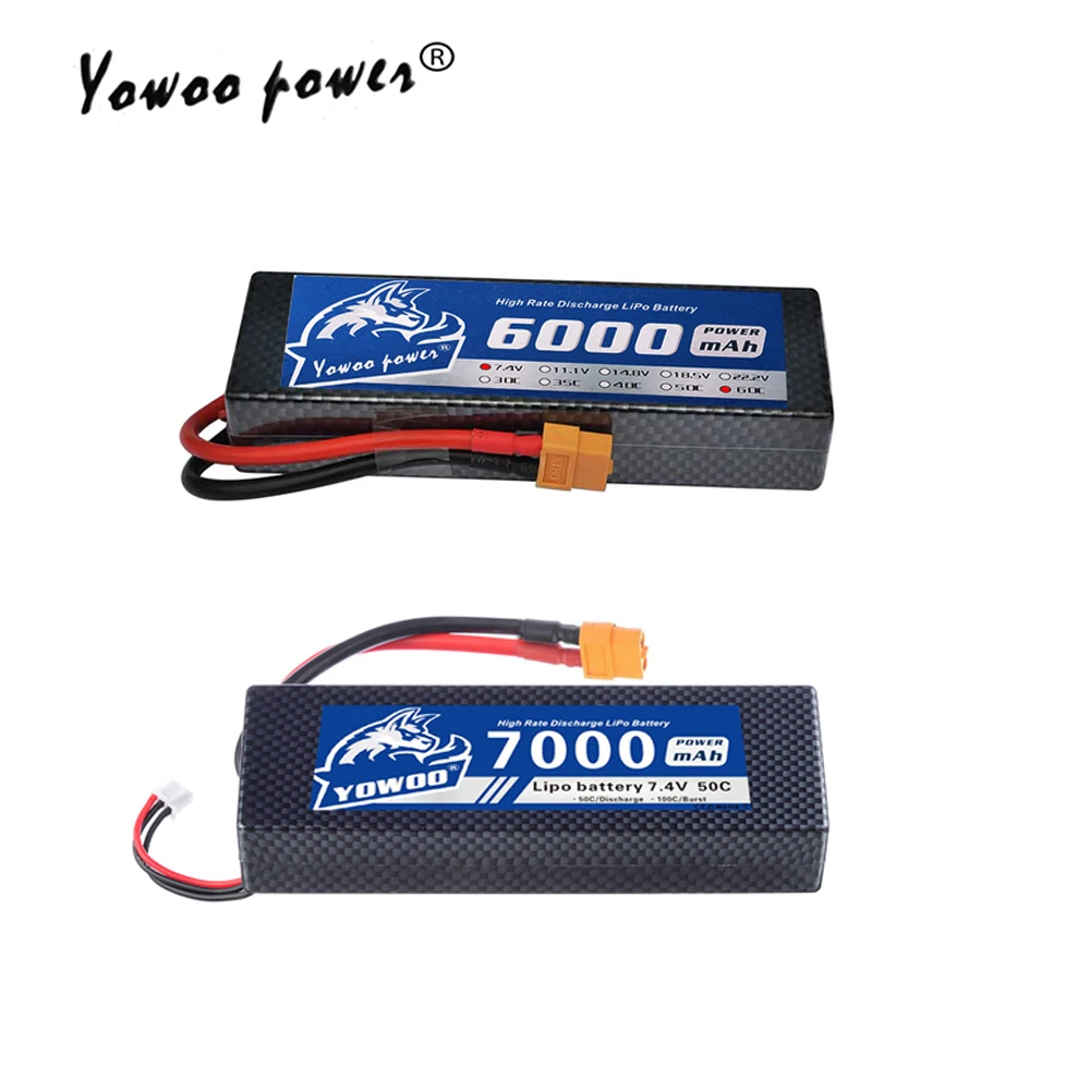Lipo 2S 3S Аккумулятор 7 4 В 11 1 3300 мАч 5200 6000 7000 50C 60C Жесткий Чехол для Traxxas Slash Car RC 1/10 Scale