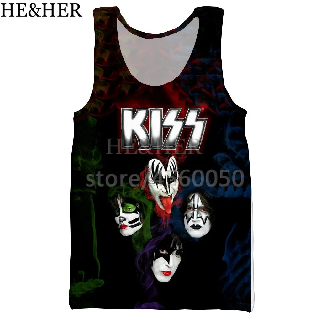Rock KIss band, 3D принт, майка для мужчин, модная, крутая, летняя, майка, для работы, для мужчин, женщин, майки, Холтер, майка - Цвет: 05