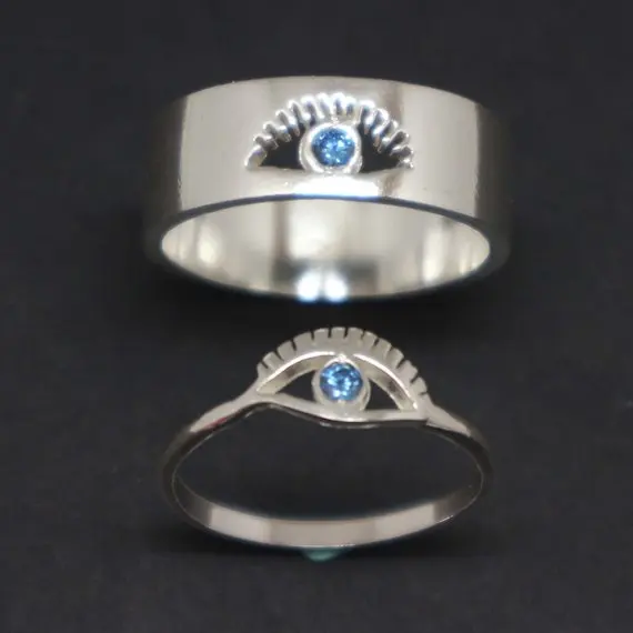 Evil Eye обещание кольцо для пары глаз ювелирные изделия свадьбы соответствующие