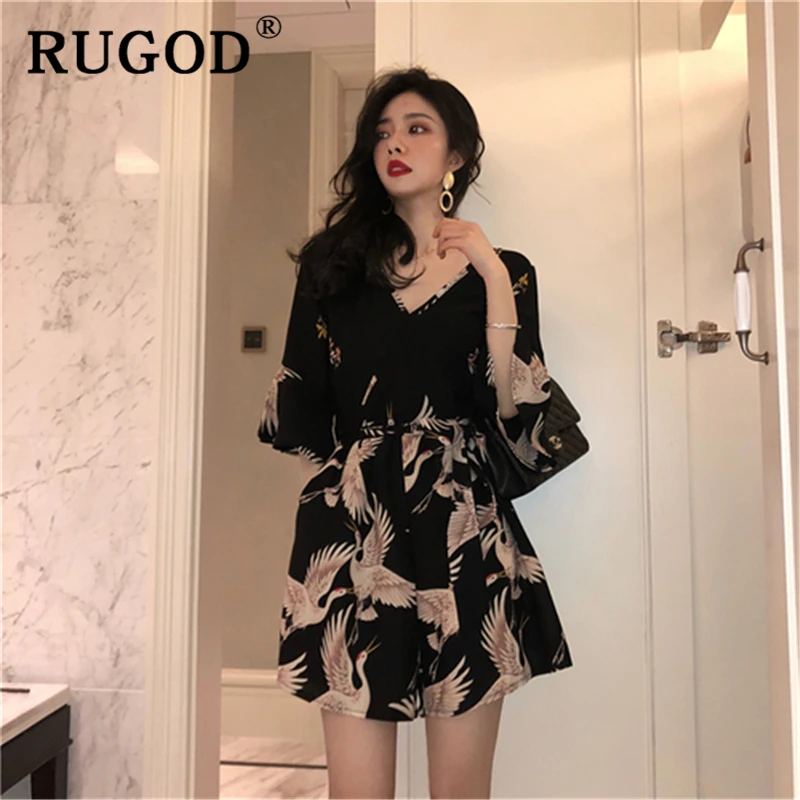 Женский офисный комбинезон RUGOD элегантный пляжный с расклешенными рукавами и