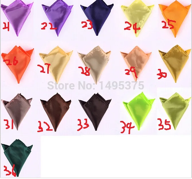 180 шт./лот мужской костюм атласный карман квадратный платок Hanky простой сплошной цвет