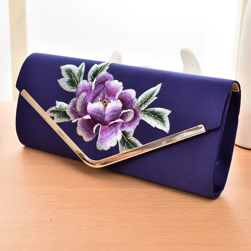 Женский винтажный Повседневный вечерний клатч с цветочной вышивкой застежкой