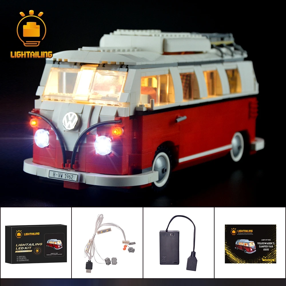 Светильник, светодиодный светильник, набор для T1 Camper Van, строительные блоки, игрушечный светильник, набор, совместимый с 10220